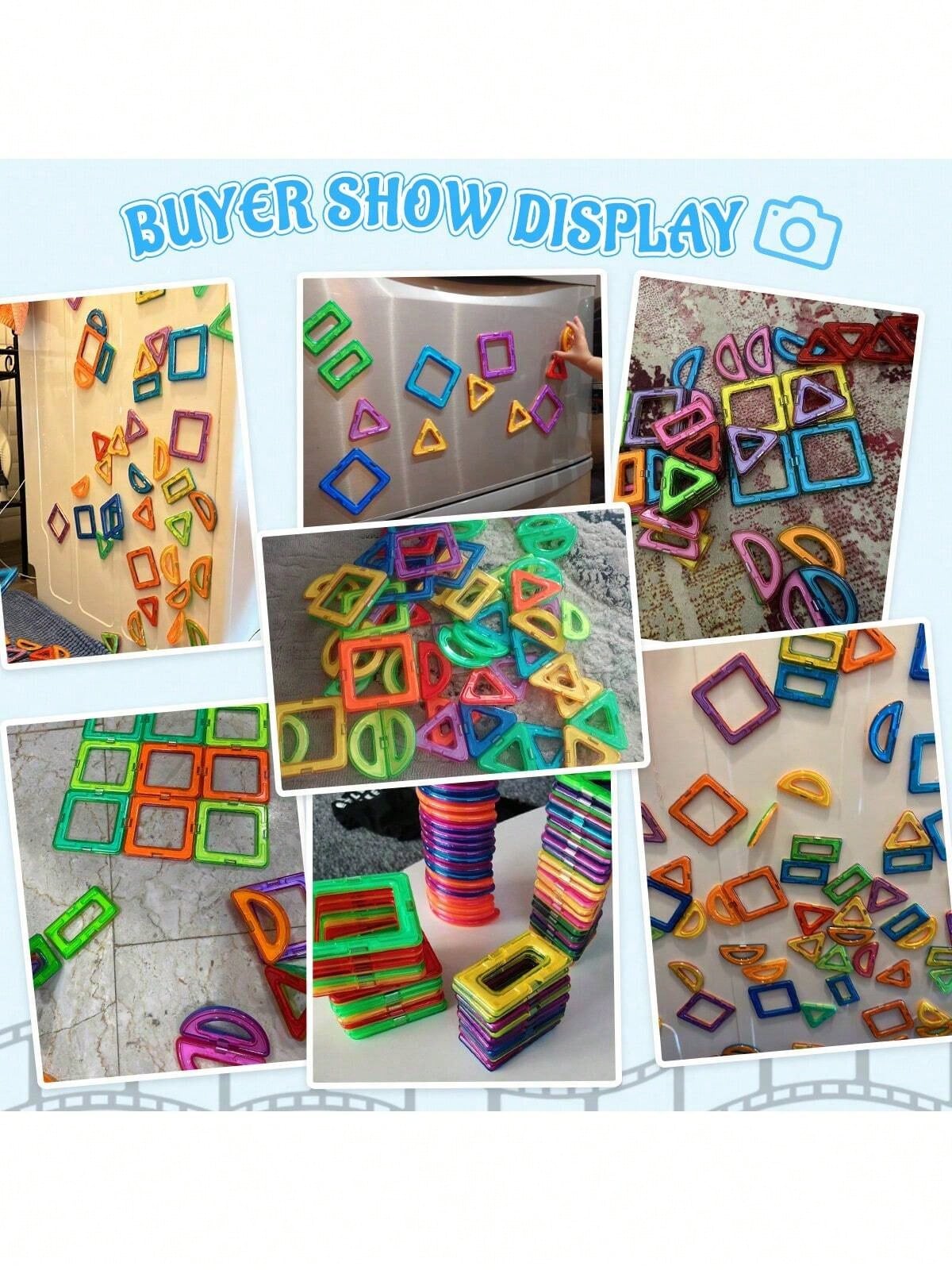 Large Magnetic Building Blocks 92-Piece Set - Multicolor STEM Construction Toy for Creative DIY Learning, Family Play and Birthday Gifts
