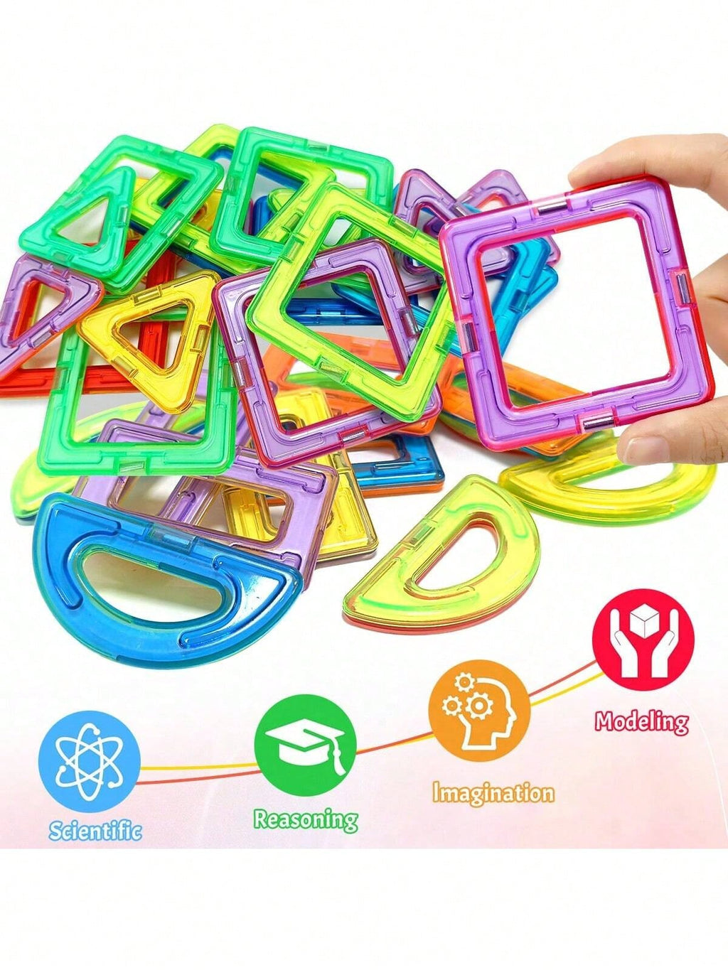 Large Magnetic Building Blocks 92-Piece Set - Multicolor STEM Construction Toy for Creative DIY Learning, Family Play and Birthday Gifts