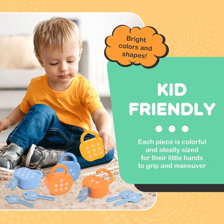 Apple Lock and Key Toy for Kids Ages 3+, 10 Apple-Shaped Locks with 20 Number and Color Cards, Montessori-Inspired Matching Learning Gift