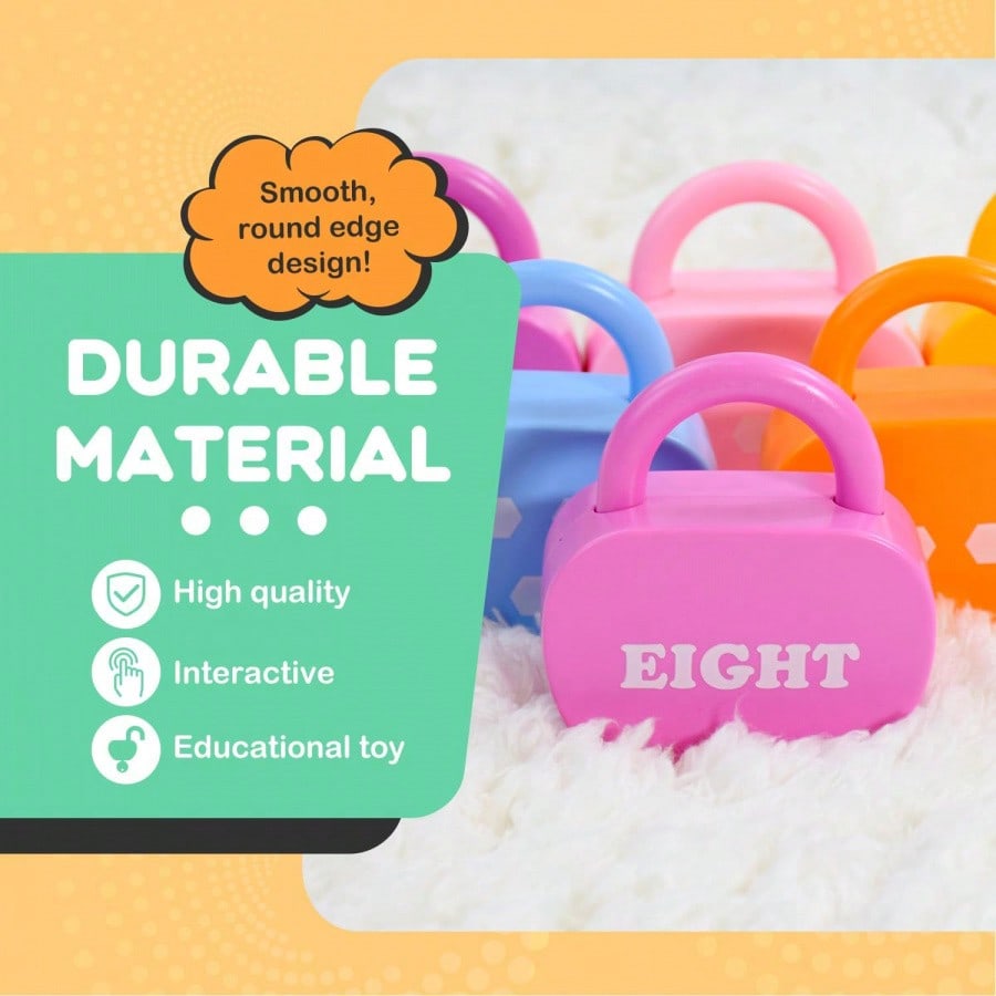 Apple Lock and Key Toy for Kids Ages 3+, 10 Apple-Shaped Locks with 20 Number and Color Cards, Montessori-Inspired Matching Learning Gift