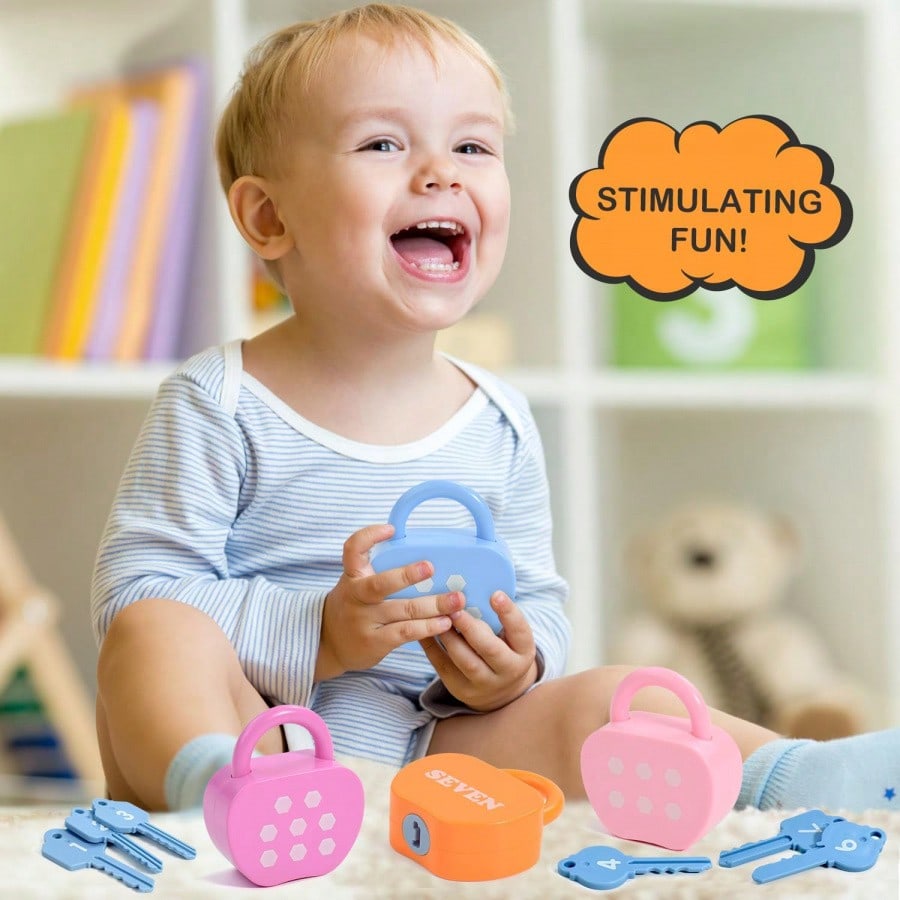 Apple Lock and Key Toy for Kids Ages 3+, 10 Apple-Shaped Locks with 20 Number and Color Cards, Montessori-Inspired Matching Learning Gift