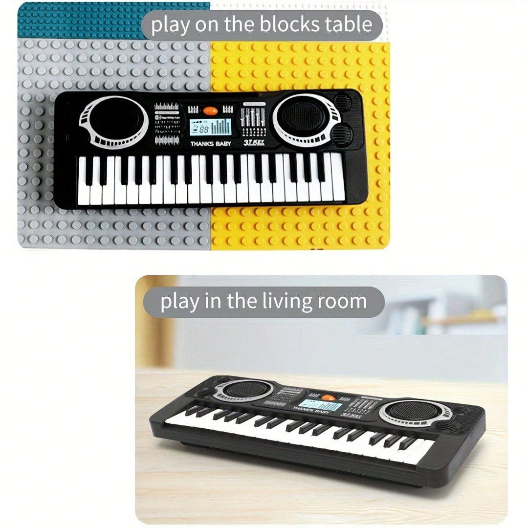 Electronic Keyboard for Kids, 37-Key Multifunctional Beginner Piano Toy in Black for Music Exploration, Birthday and Christmas Gifts