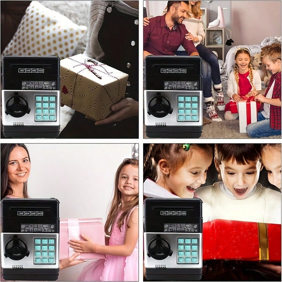 Electronic Piggy Bank for Kids Ages 3-12, Mini ATM Cash and Coin Savings Box for Allowance Goals, Birthday and Christmas Gifts for Boys and Girls