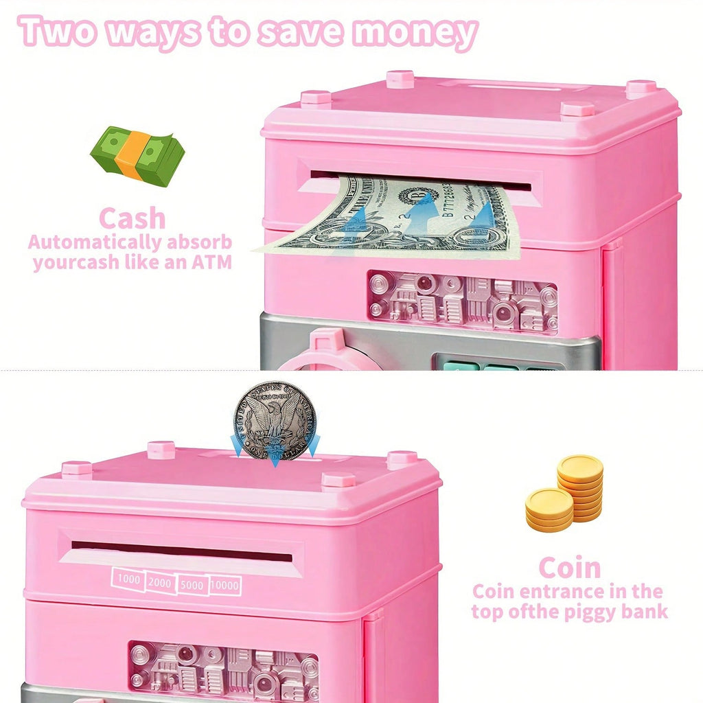 Electronic Piggy Bank for Kids Ages 3-12, Mini ATM Cash and Coin Savings Box for Allowance Goals, Birthday and Christmas Gifts for Boys and Girls