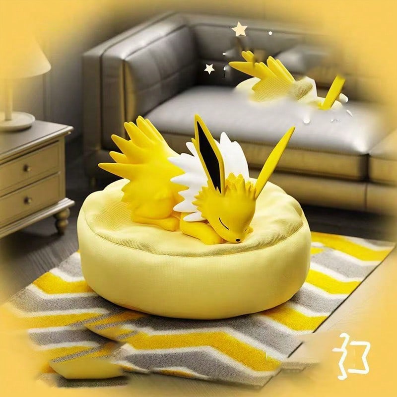 Eevee Sleeping Figure Blind Box, Evolution Series Chibi Collectible with Soft Resin Texture, 1 Random Figurine for Desk and Bedside Decor