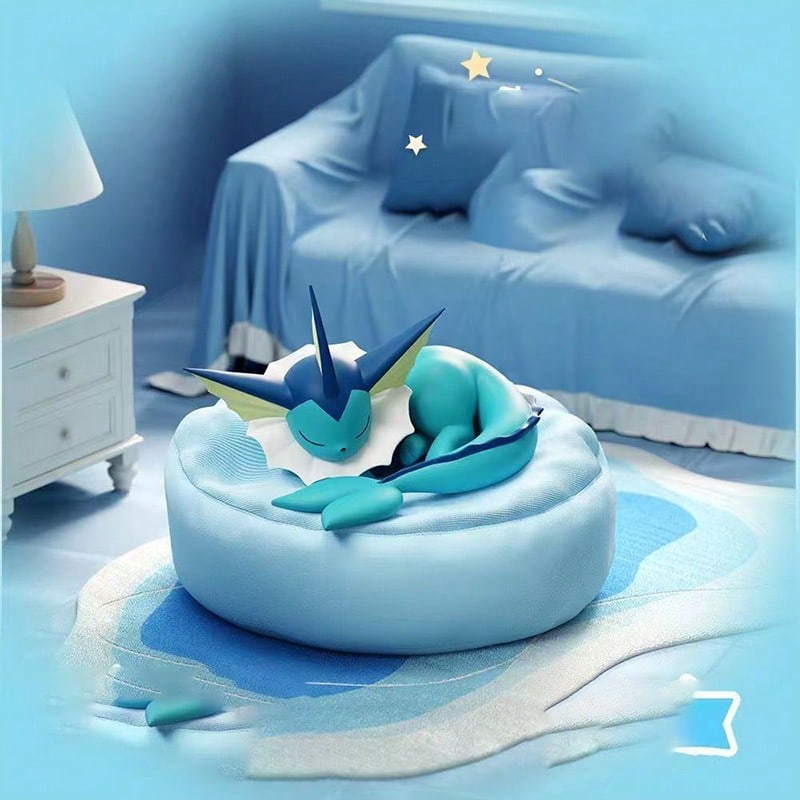 Eevee Sleeping Figure Blind Box, Evolution Series Chibi Collectible with Soft Resin Texture, 1 Random Figurine for Desk and Bedside Decor