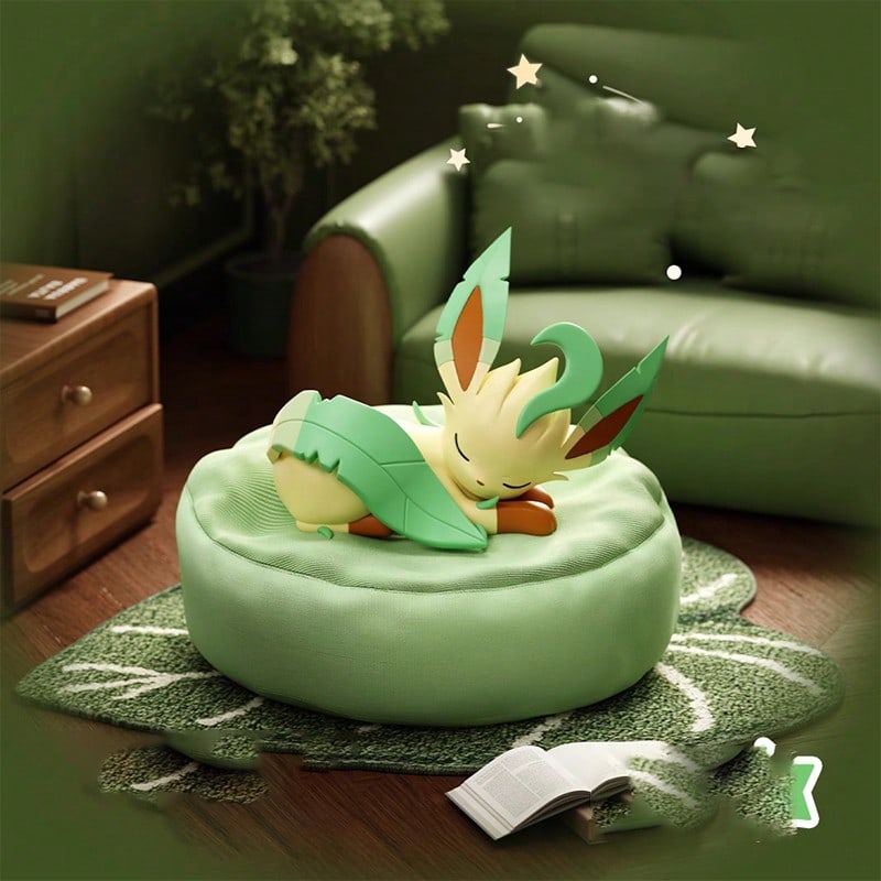 Eevee Sleeping Figure Blind Box, Evolution Series Chibi Collectible with Soft Resin Texture, 1 Random Figurine for Desk and Bedside Decor