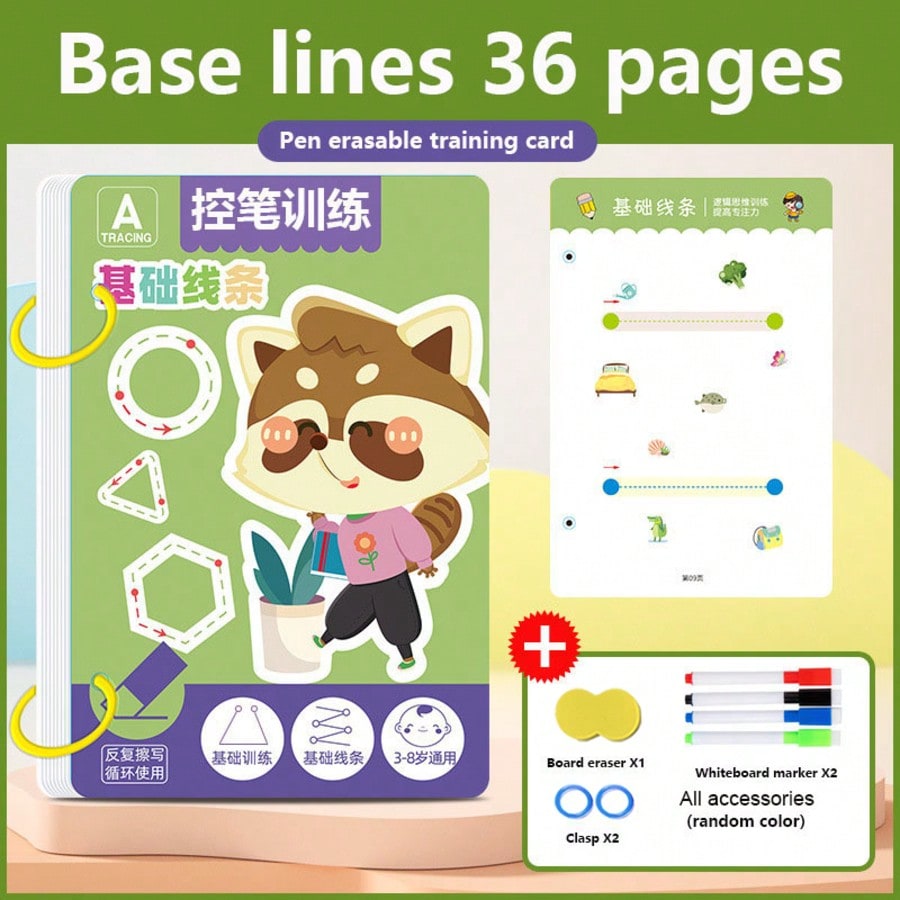 Alphabet and Number Writing Practice Book Set for Kids, Reusable Basic Exercises Workbook for Pen Control, Drawing and Classroom Learning Activities