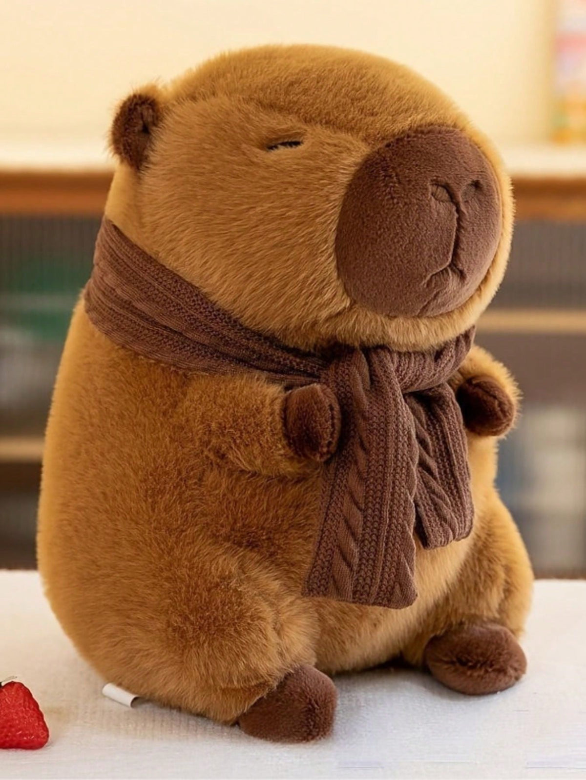 Capybara Plush with Scarf, Cute Animal Stuffed Doll for Capybara Lovers, Cozy Desk and Bedroom Displays, Birthday and Holiday Gifts, 1 Piece