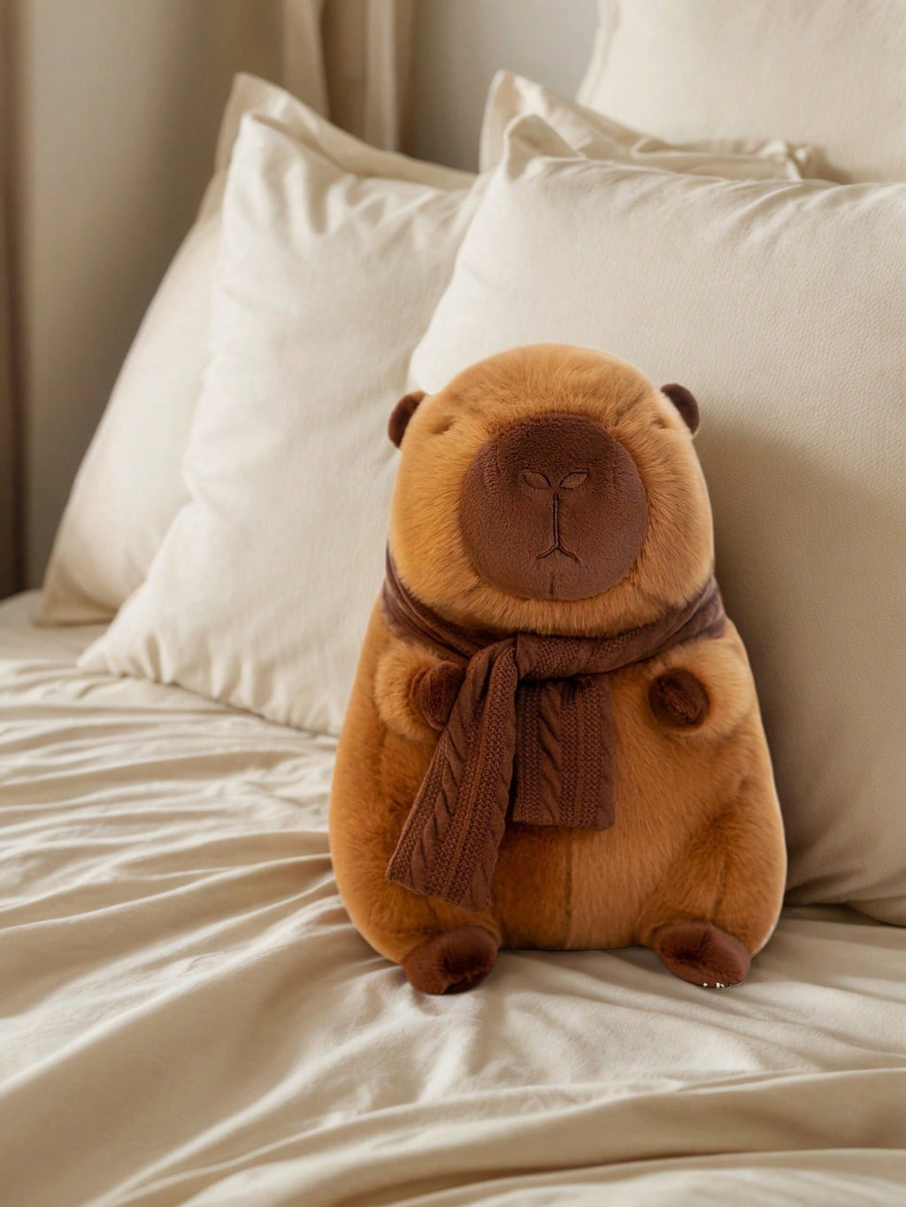 Capybara Plush with Scarf, Cute Animal Stuffed Doll for Capybara Lovers, Cozy Desk and Bedroom Displays, Birthday and Holiday Gifts, 1 Piece