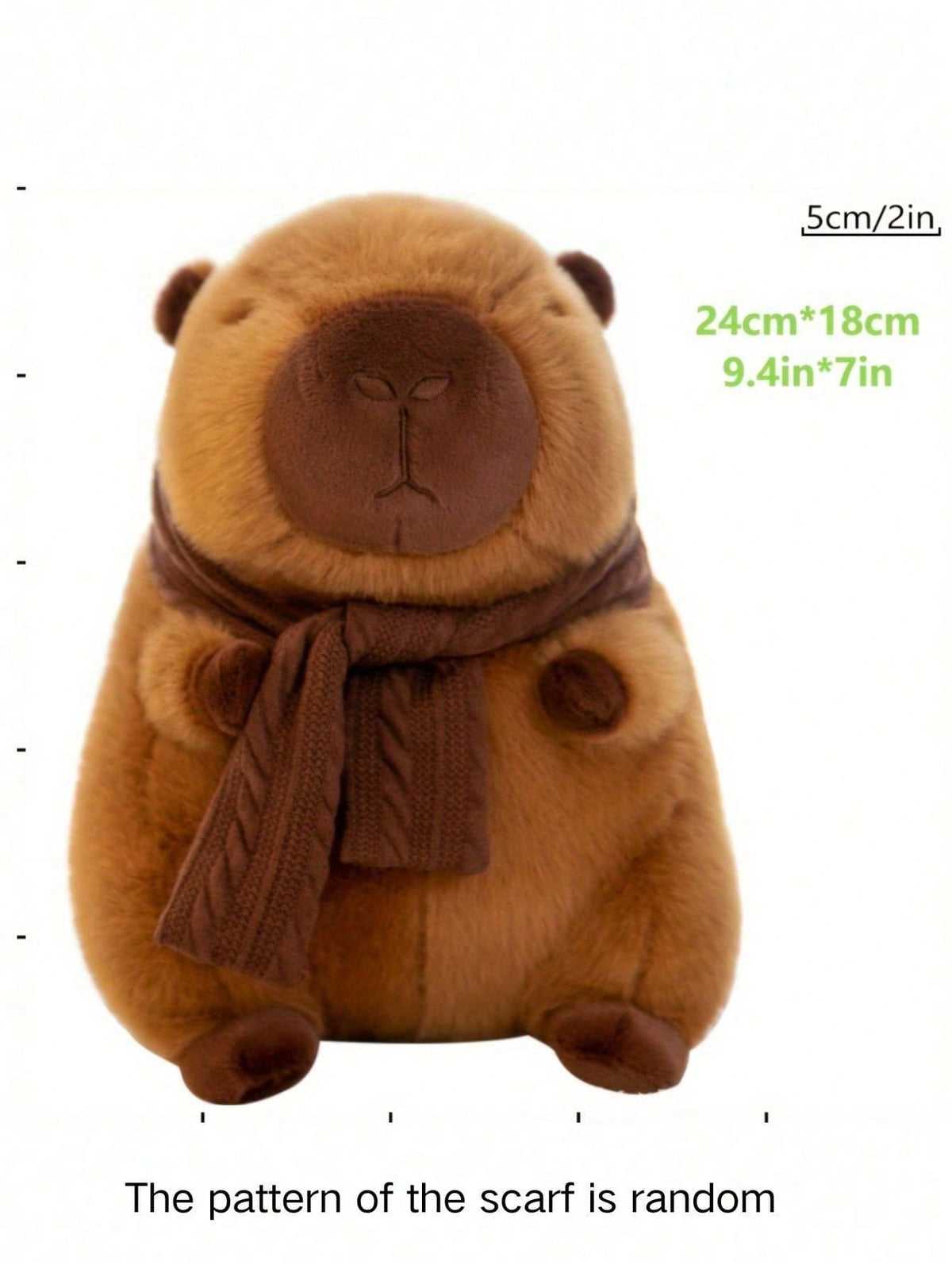 Capybara Plush with Scarf, Cute Animal Stuffed Doll for Capybara Lovers, Cozy Desk and Bedroom Displays, Birthday and Holiday Gifts, 1 Piece