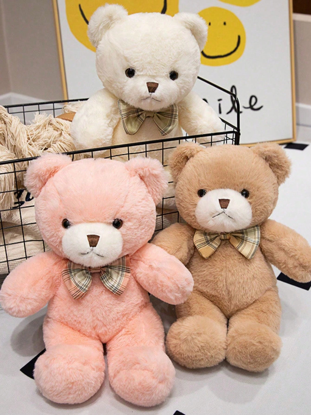 Bow Tie Teddy Bear, 11.81 Inch Soft Plush Stuffed Animal in Pink, Brown or White for Valentine's Day, Christmas Gifts and Home Decor