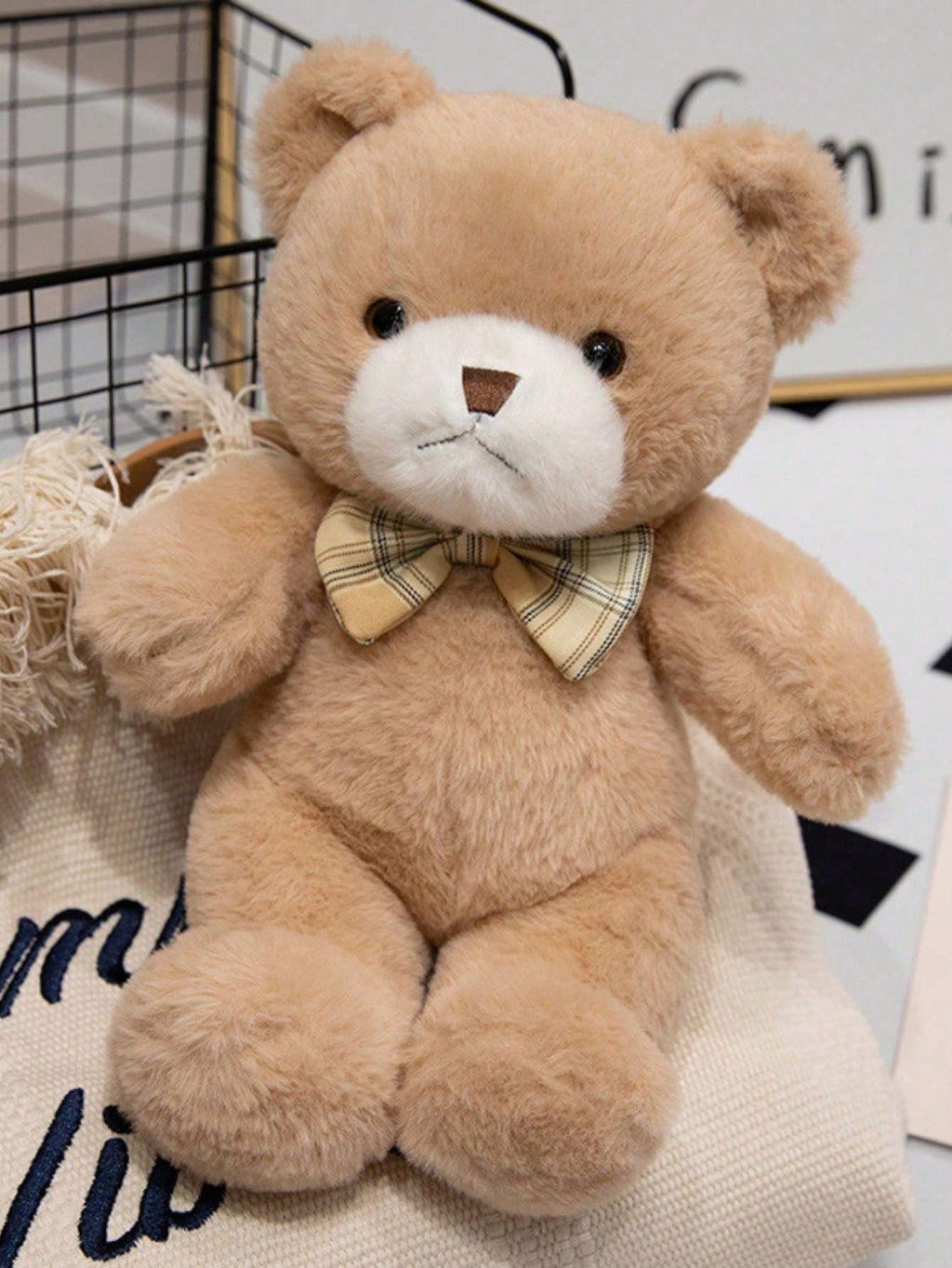 Bow Tie Teddy Bear, 11.81 Inch Soft Plush Stuffed Animal in Pink, Brown or White for Valentine's Day, Christmas Gifts and Home Decor