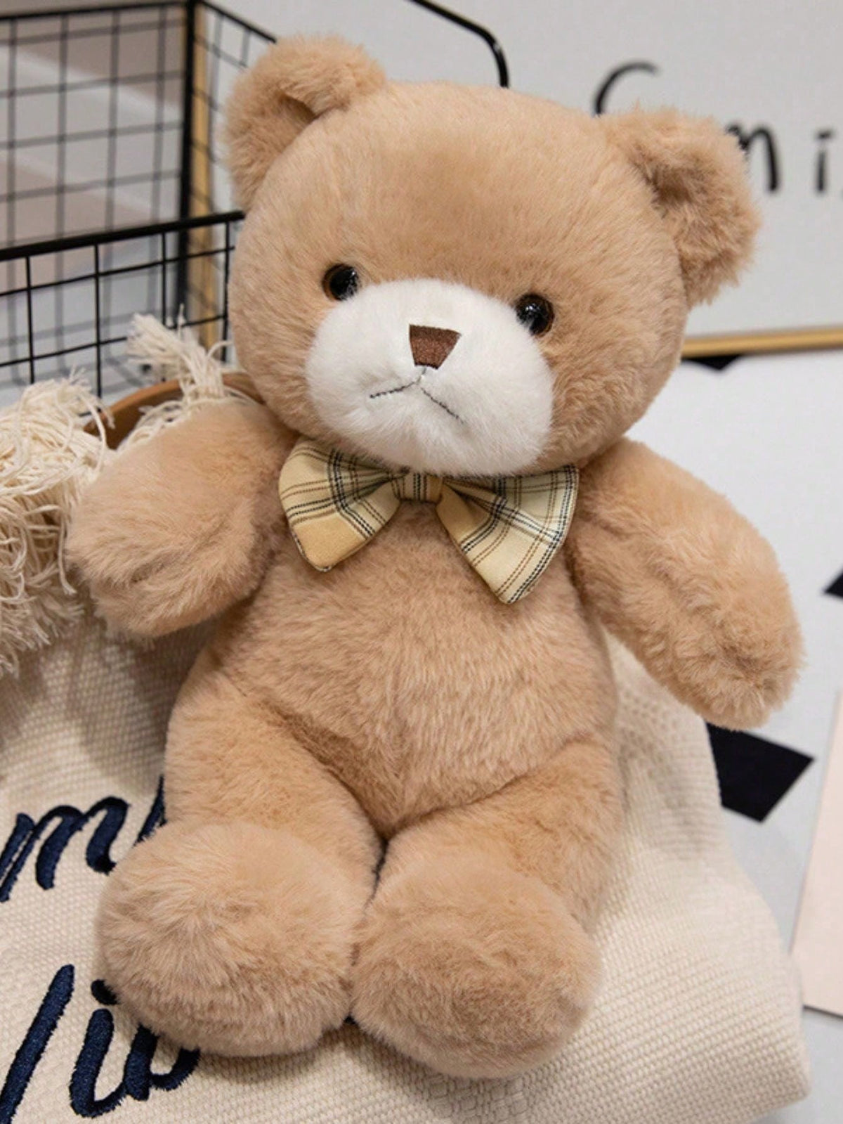 Bow Tie Teddy Bear, 11.81 Inch Soft Plush Stuffed Animal in Pink, Brown or White for Valentine's Day, Christmas Gifts and Home Decor