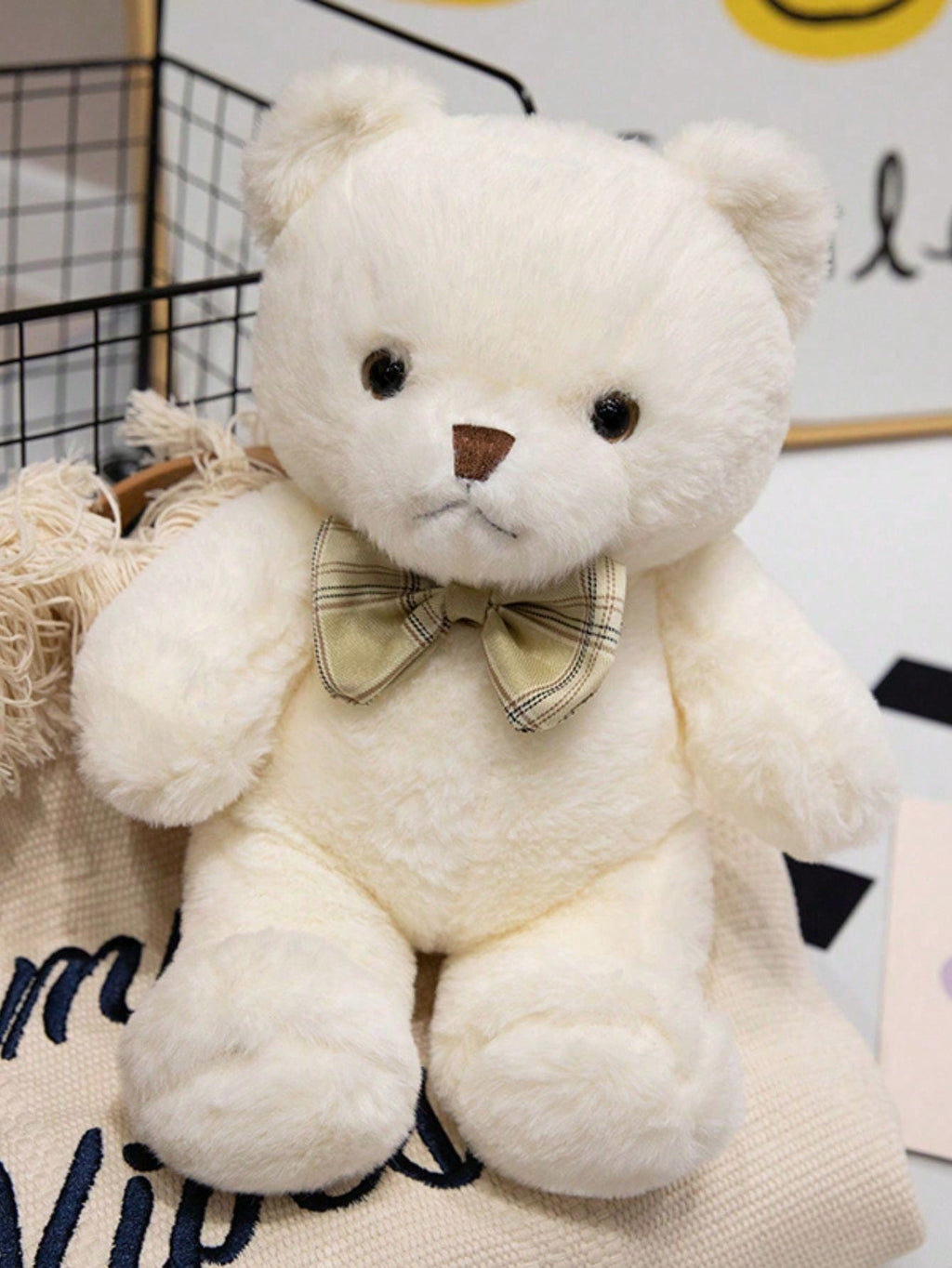 Bow Tie Teddy Bear, 11.81 Inch Soft Plush Stuffed Animal in Pink, Brown or White for Valentine's Day, Christmas Gifts and Home Decor
