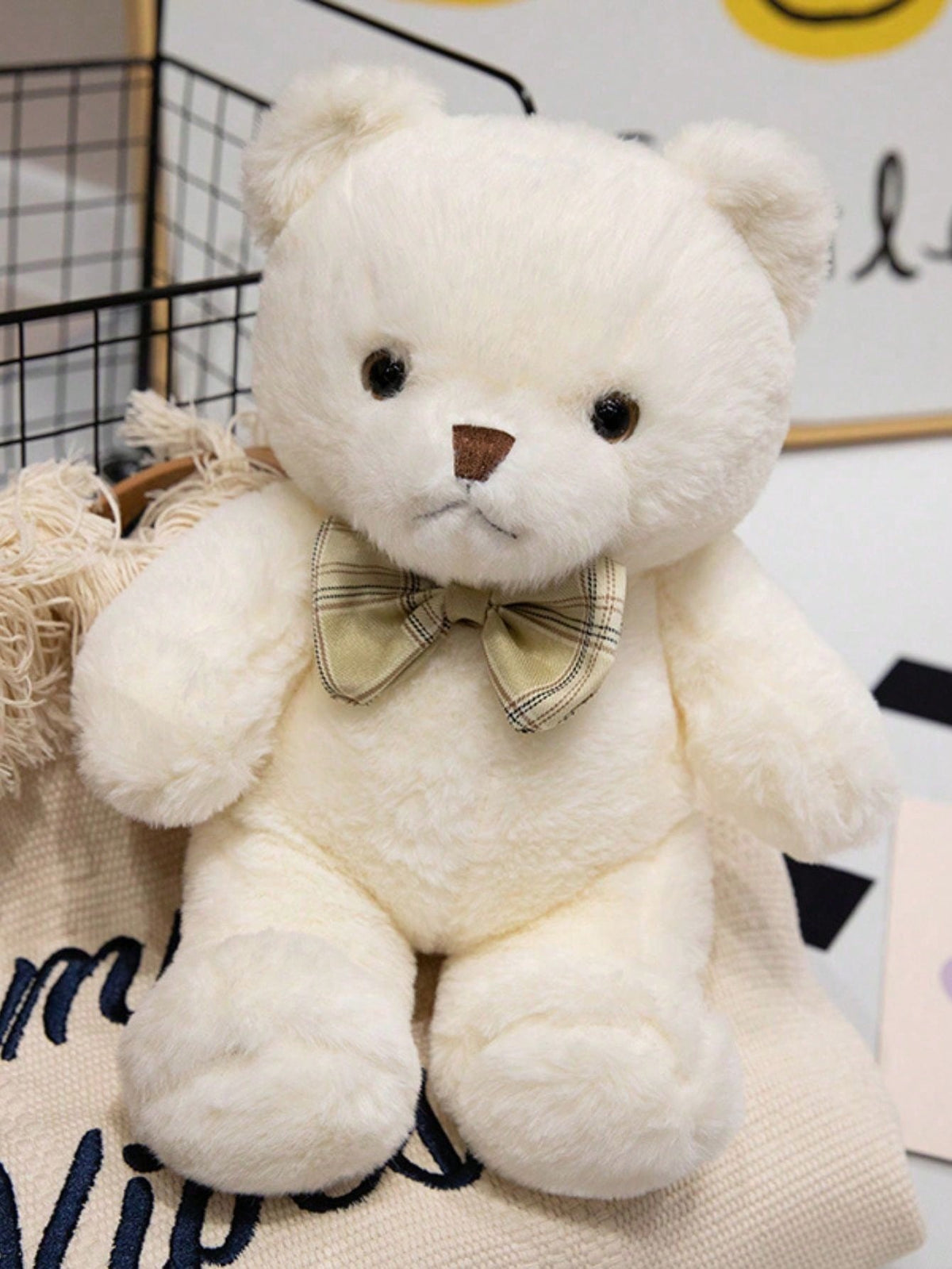 Bow Tie Teddy Bear, 11.81 Inch Soft Plush Stuffed Animal in Pink, Brown or White for Valentine's Day, Christmas Gifts and Home Decor