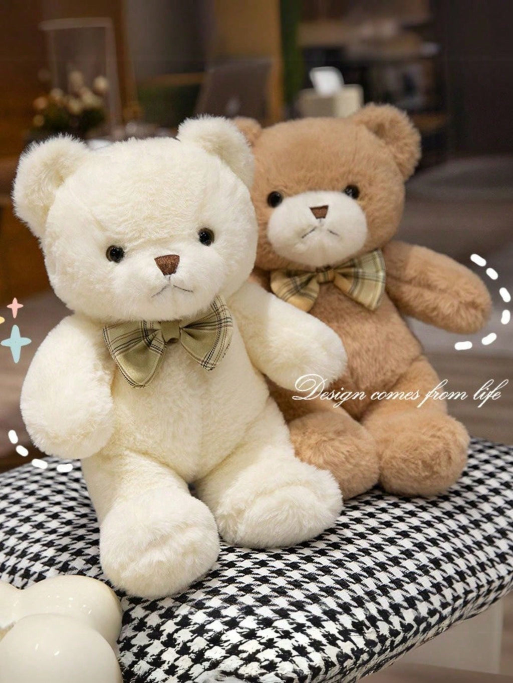 Bow Tie Teddy Bear, 11.81 Inch Soft Plush Stuffed Animal in Pink, Brown or White for Valentine's Day, Christmas Gifts and Home Decor
