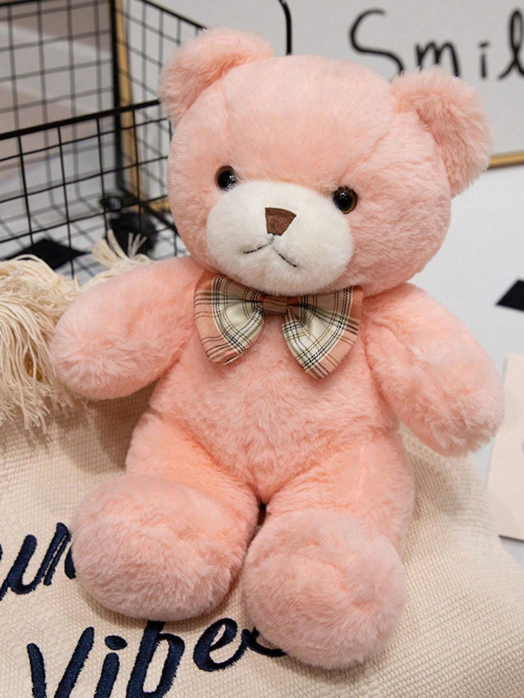 Bow Tie Teddy Bear, 11.81 Inch Soft Plush Stuffed Animal in Pink, Brown or White for Valentine's Day, Christmas Gifts and Home Decor