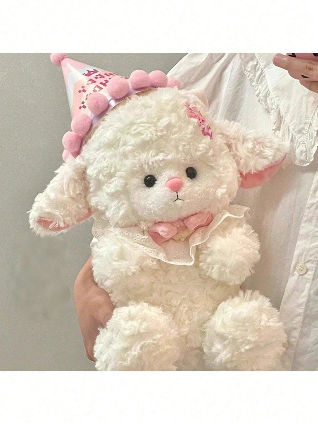 Lamb Plush Doll with Birthday Hat, 25cm Soft Sheep Stuffed Animal for Friends, Girlfriend Gifts, Christmas Surprises and Room Decor