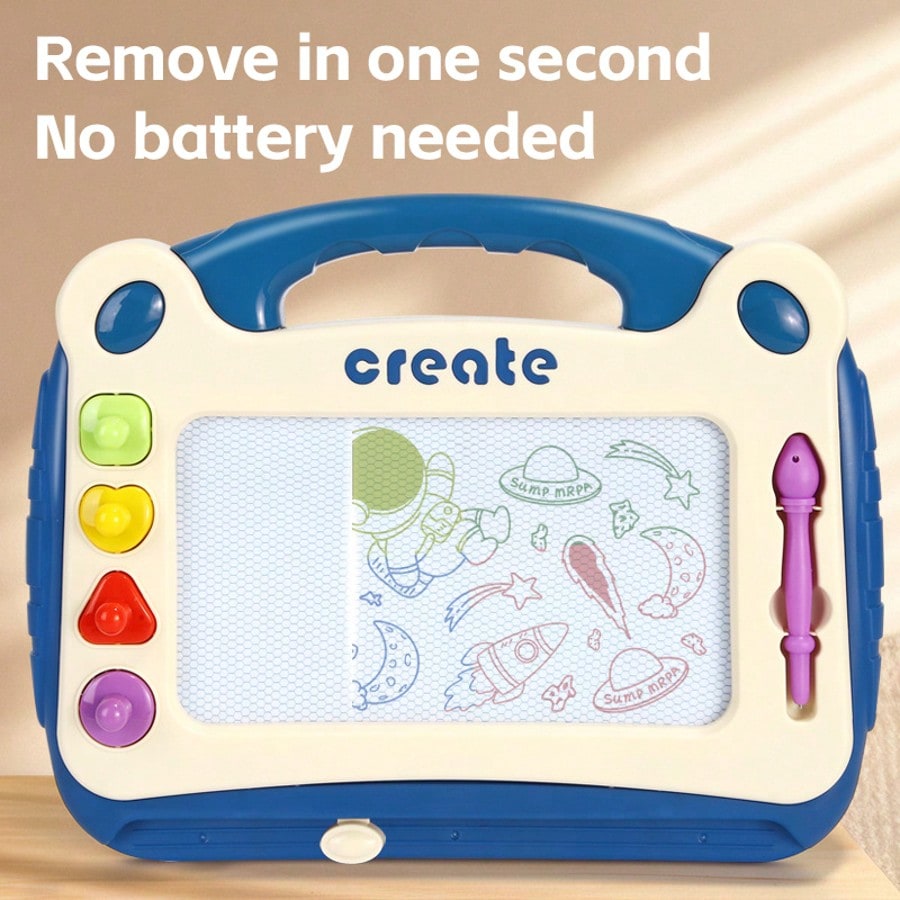 Preschool Magnetic Drawing Board for Kids Ages 3+, Creative Sketching and Shape Practice Toy in Blue, Pink or Green, Birthday and Christmas Gift