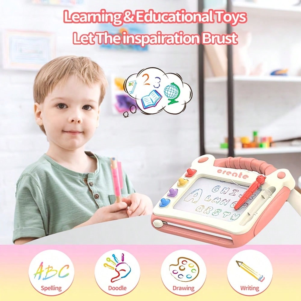 Preschool Magnetic Drawing Board for Kids Ages 3+, Creative Sketching and Shape Practice Toy in Blue, Pink or Green, Birthday and Christmas Gift