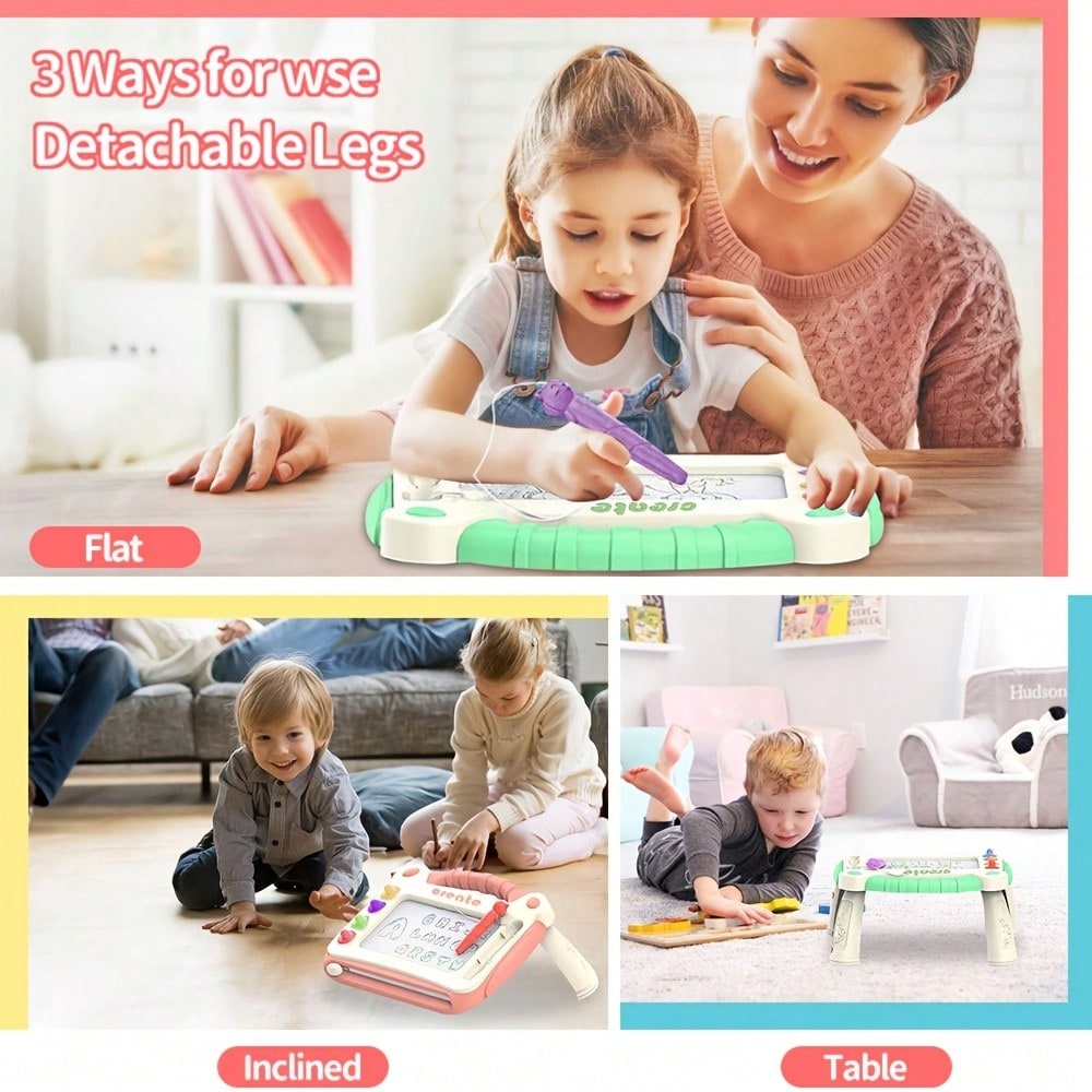 Preschool Magnetic Drawing Board for Kids Ages 3+, Creative Sketching and Shape Practice Toy in Blue, Pink or Green, Birthday and Christmas Gift
