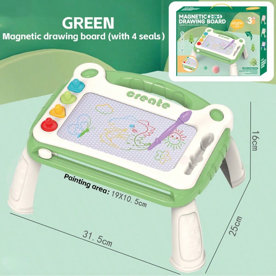 Preschool Magnetic Drawing Board for Kids Ages 3+, Creative Sketching and Shape Practice Toy in Blue, Pink or Green, Birthday and Christmas Gift