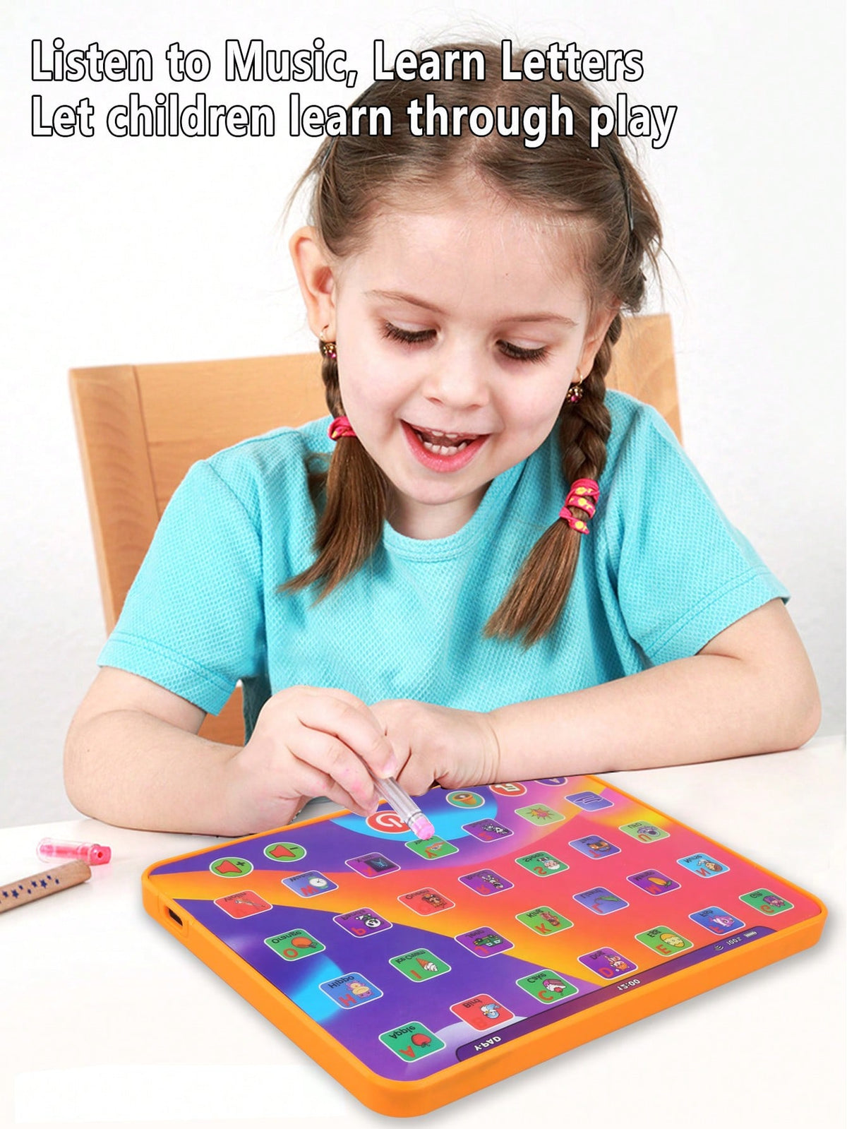 Alphabet Learning Tablet Toy for Ages 3-5, Interactive Letters, Numbers, Colors, Words and Music Preschool Activity Gift for Boys and Girls