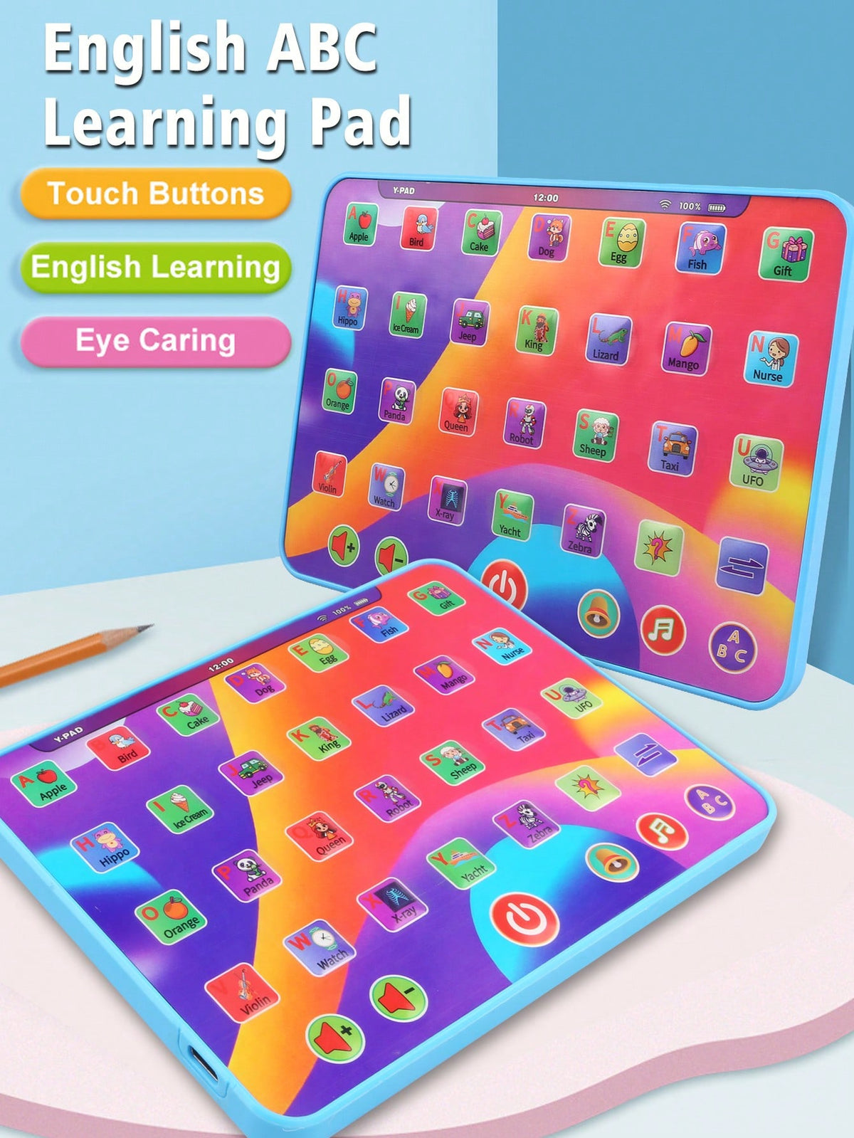 Alphabet Learning Tablet Toy for Ages 3-5, Interactive Letters, Numbers, Colors, Words and Music Preschool Activity Gift for Boys and Girls