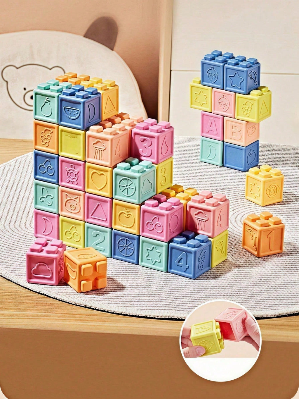Soft Number Building Blocks for Toddlers, Multicolor Silicone Sensory Stacking Toys, Montessori-Inspired Learning Gift, 8/16/24 Pieces