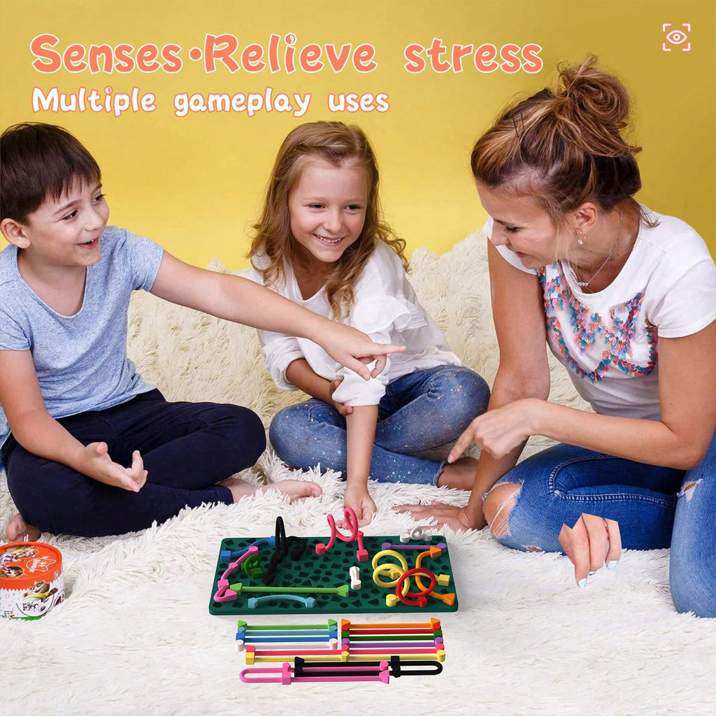 Sensory Activity Board, Quiet Silicone Fidget Toy with Storage Bag for Kids Ages 3+ and Adults, Travel Activities and Desk Breaks
