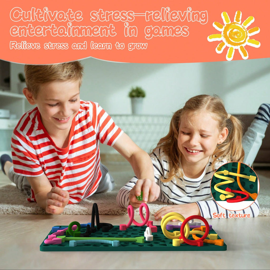 Sensory Activity Board, Quiet Silicone Fidget Toy with Storage Bag for Kids Ages 3+ and Adults, Travel Activities and Desk Breaks