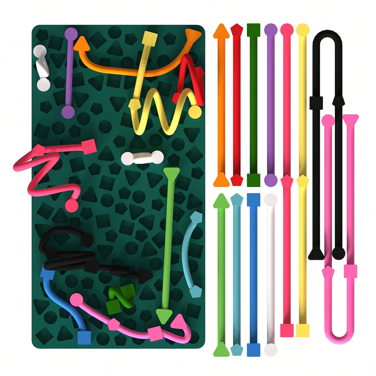 Sensory Activity Board, Quiet Silicone Fidget Toy with Storage Bag for Kids Ages 3+ and Adults, Travel Activities and Desk Breaks