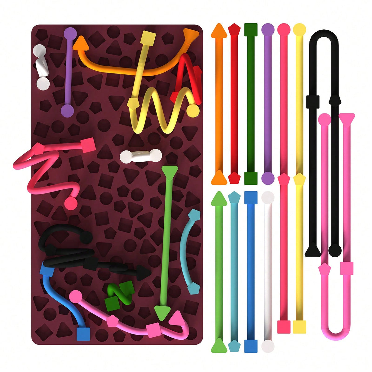 Sensory Activity Board, Quiet Silicone Fidget Toy with Storage Bag for Kids Ages 3+ and Adults, Travel Activities and Desk Breaks