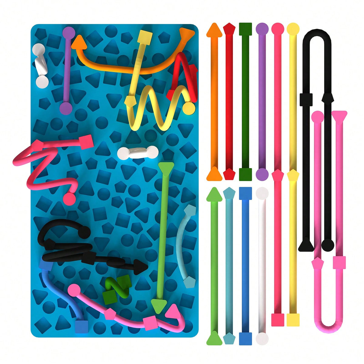 Sensory Activity Board, Quiet Silicone Fidget Toy with Storage Bag for Kids Ages 3+ and Adults, Travel Activities and Desk Breaks