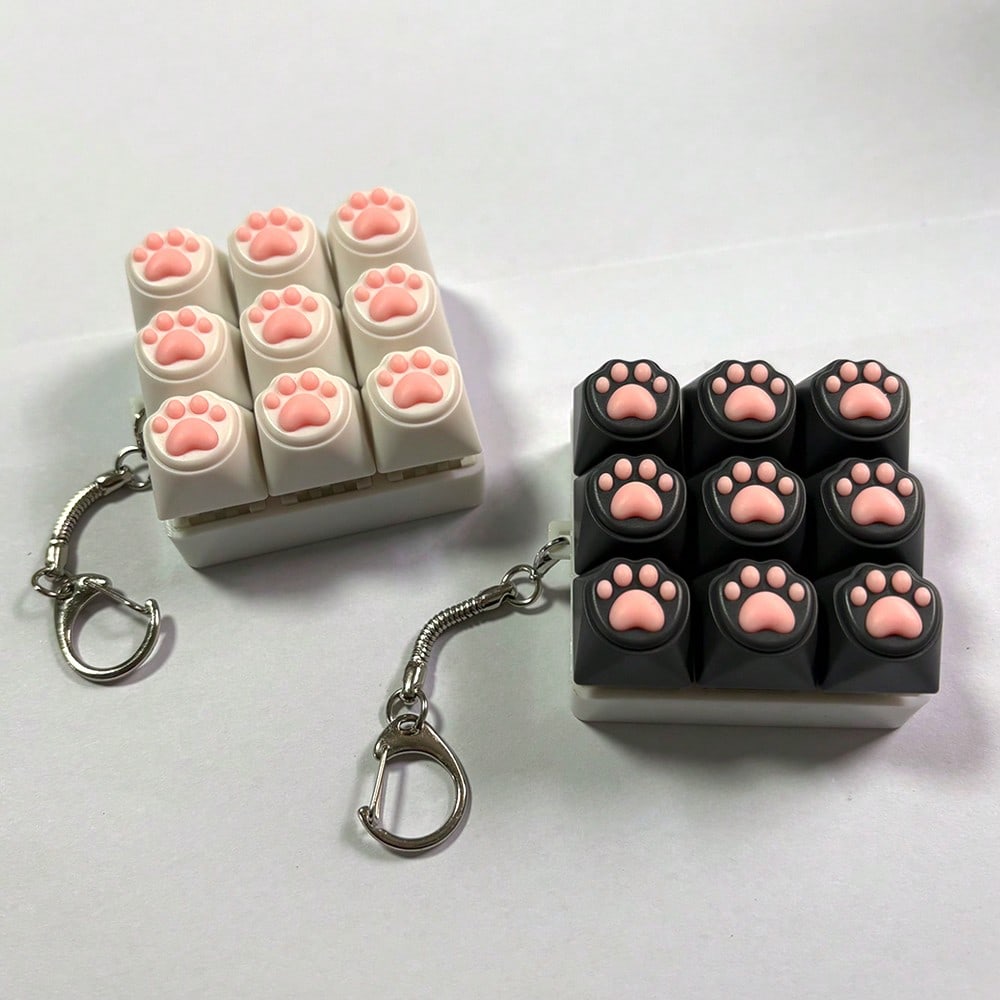 Keyboard Key Fidget Keychain for Adults, Finger Pressing Sensory Toy in White, Grey or Black, Everyday Bag Accessory and Easter Gift, 1 Piece