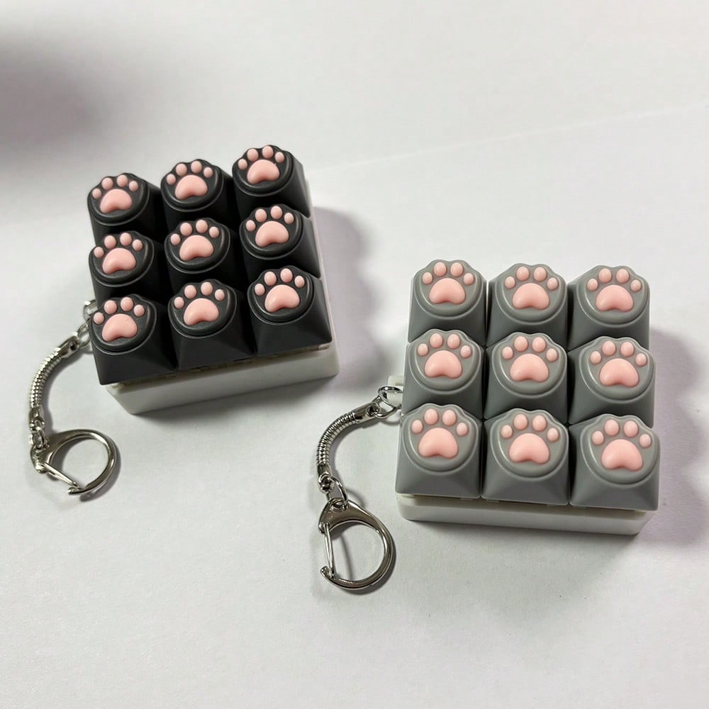 Keyboard Key Fidget Keychain for Adults, Finger Pressing Sensory Toy in White, Grey or Black, Everyday Bag Accessory and Easter Gift, 1 Piece