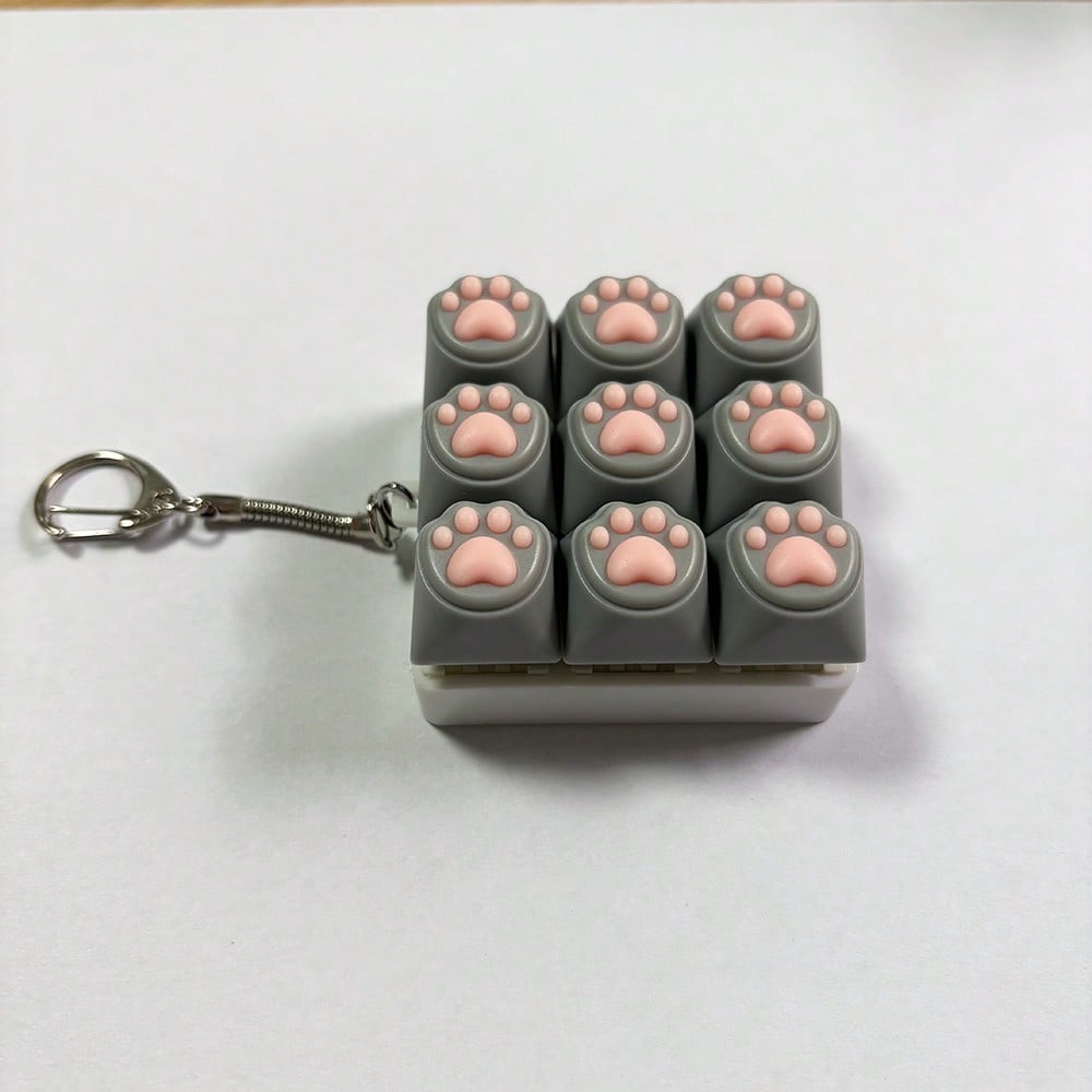 Keyboard Key Fidget Keychain for Adults, Finger Pressing Sensory Toy in White, Grey or Black, Everyday Bag Accessory and Easter Gift, 1 Piece