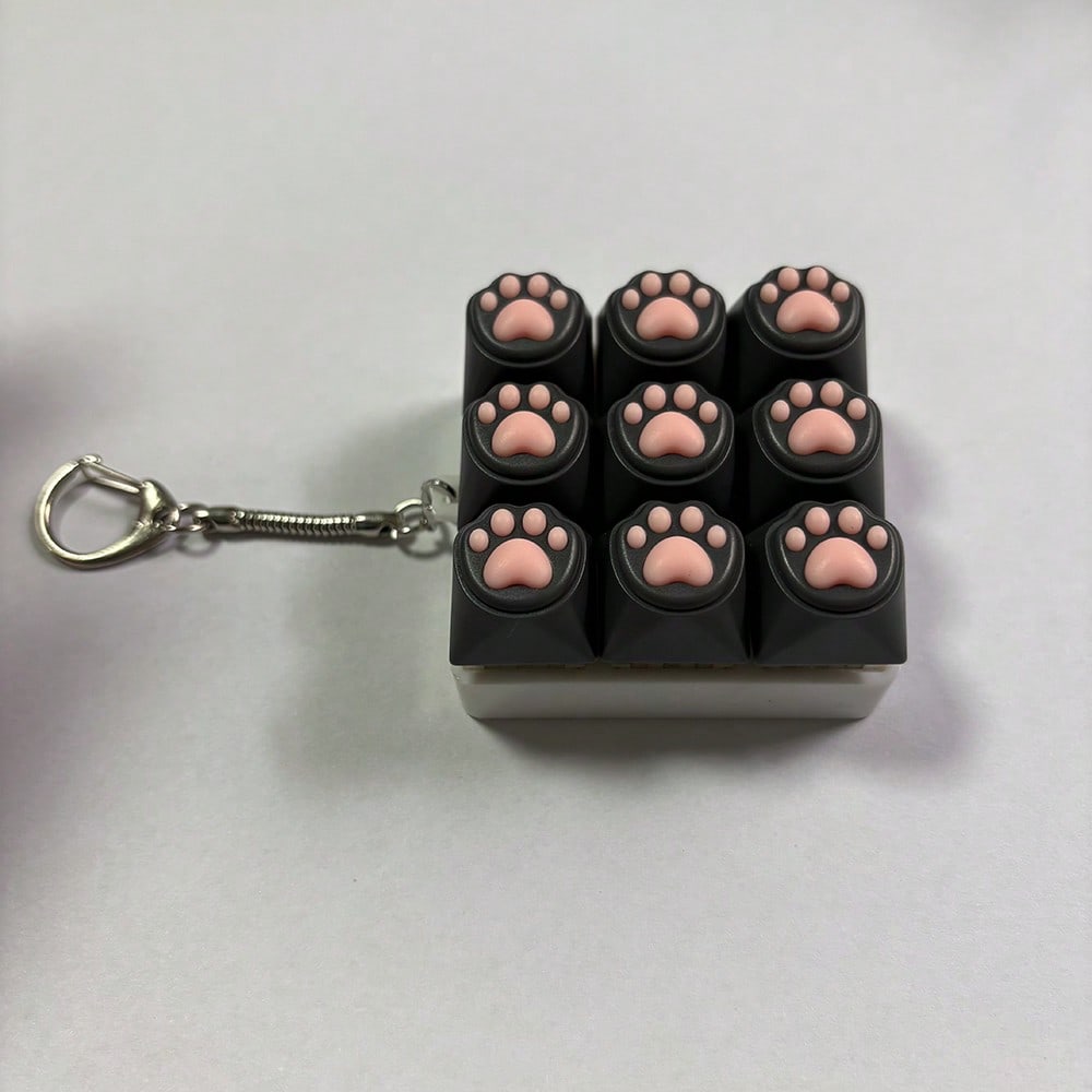 Keyboard Key Fidget Keychain for Adults, Finger Pressing Sensory Toy in White, Grey or Black, Everyday Bag Accessory and Easter Gift, 1 Piece