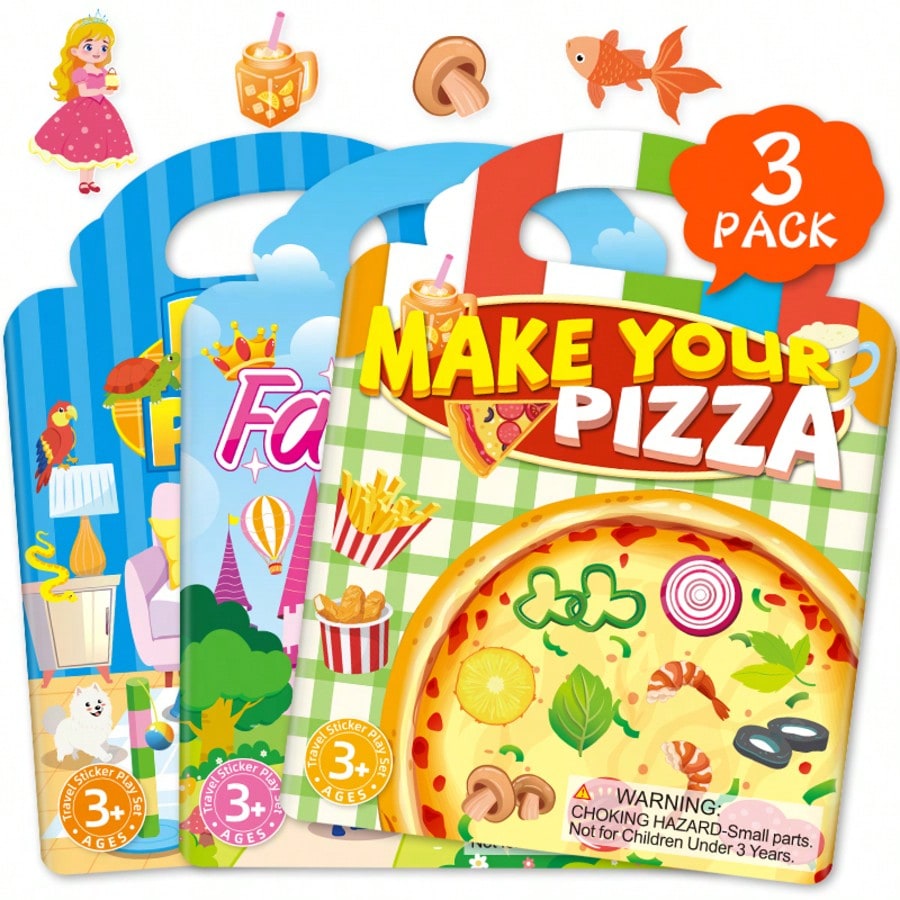 Reusable Sticker Books for Kids, Washable Jelly Stickers with 3-Pack Style Options for Creative Storytelling, Birthday Parties and Family Art Activities