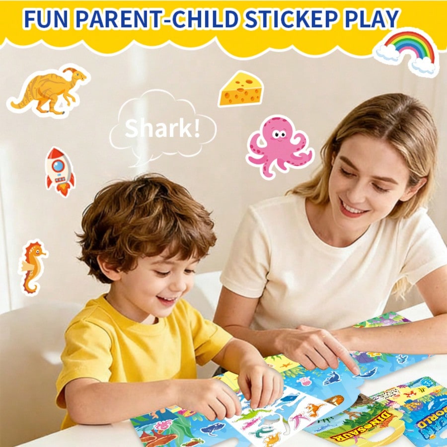 Reusable Sticker Books for Kids, Washable Jelly Stickers with 3-Pack Style Options for Creative Storytelling, Birthday Parties and Family Art Activities