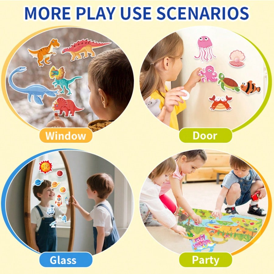 Reusable Sticker Books for Kids, Washable Jelly Stickers with 3-Pack Style Options for Creative Storytelling, Birthday Parties and Family Art Activities