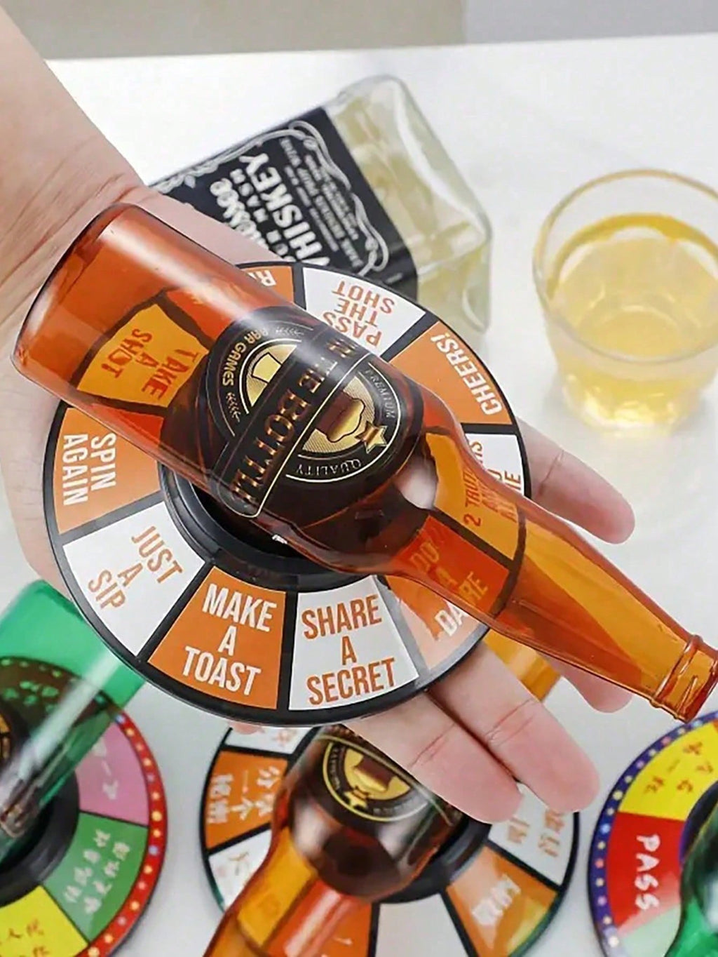 Drinking Game Spinner for Adults, 1pc Plastic Party Game with Bottle or Arrow Style Options for Birthday Parties, Bachelor Nights and Social Gatherings