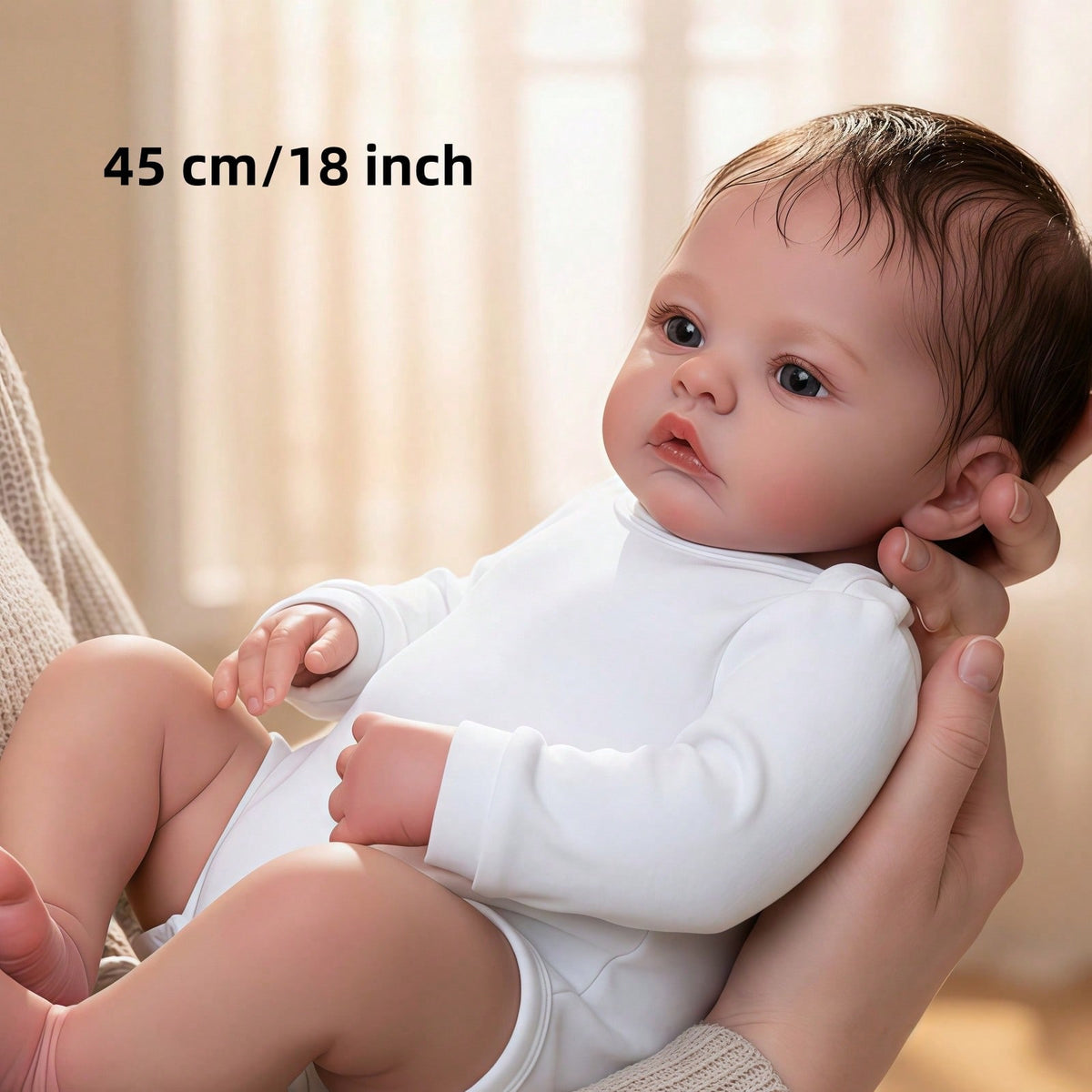Reborn Baby Doll with Visible Veins, 18 Inch Lifelike Girl Vinyl Body with 3D Painted Skin and Vinyl Limbs, Handmade Collectible Art Doll for Birthday and Christmas Gifts