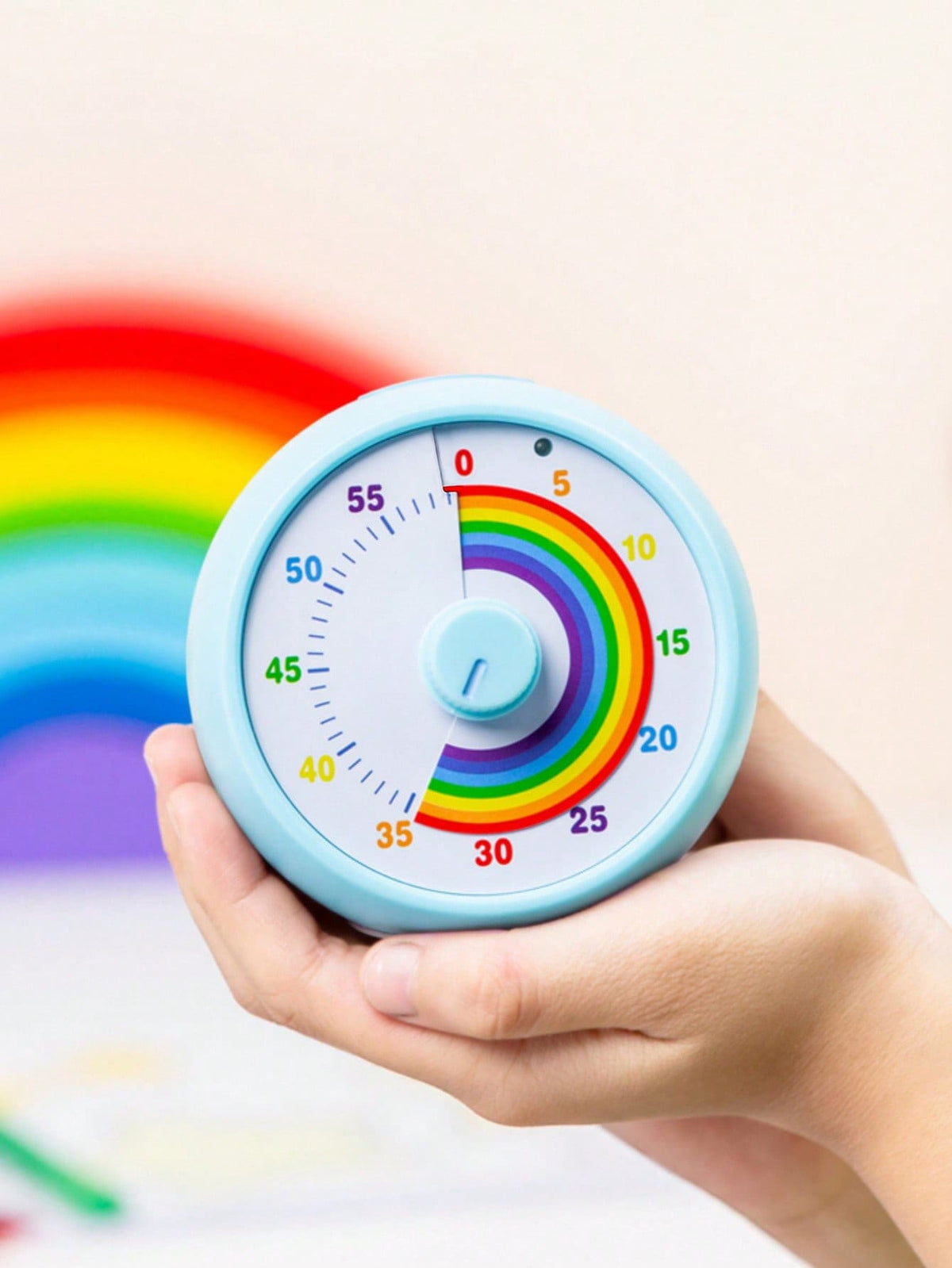 60 Minute Visual Timer for Kids with Rainbow Pattern, Silent Desktop Time Management Tool for Classroom, Homework, Office & Kitchen Routines