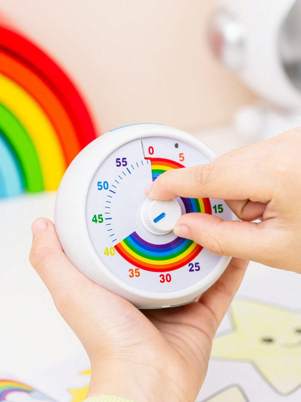 60 Minute Visual Timer for Kids with Rainbow Pattern, Silent Desktop Time Management Tool for Classroom, Homework, Office & Kitchen Routines