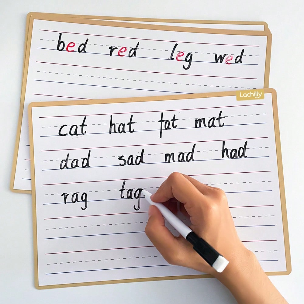 Handwriting Practice Boards for Kids, Double-Sided Dry Erase Lined Writing Cards for ABC Letters, Numbers and Sentences at Home or School