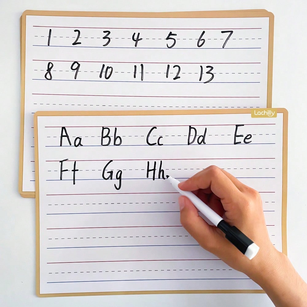 Handwriting Practice Boards for Kids, Double-Sided Dry Erase Lined Writing Cards for ABC Letters, Numbers and Sentences at Home or School