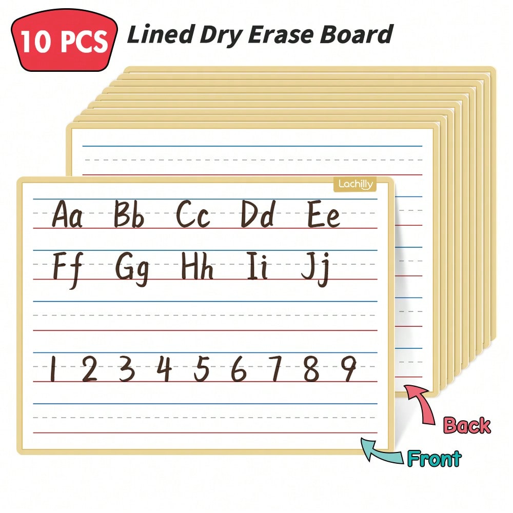 Handwriting Practice Boards for Kids, Double-Sided Dry Erase Lined Writing Cards for ABC Letters, Numbers and Sentences at Home or School