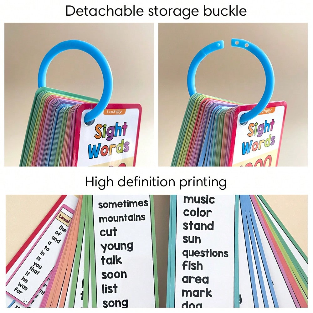 1000 English Sight Words Flashcards, Lachilly 41-Card Learning Set for Guided Reading Games, Vocabulary Practice and Homeschool Literacy Activities